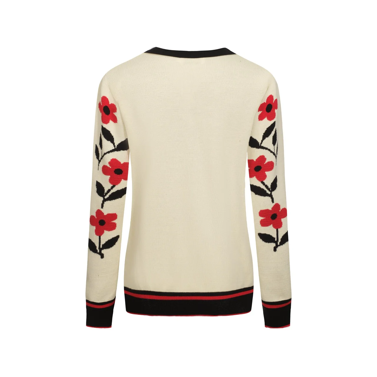 Women's apricot art jacquard knit V-neck polo shirt - Image 3