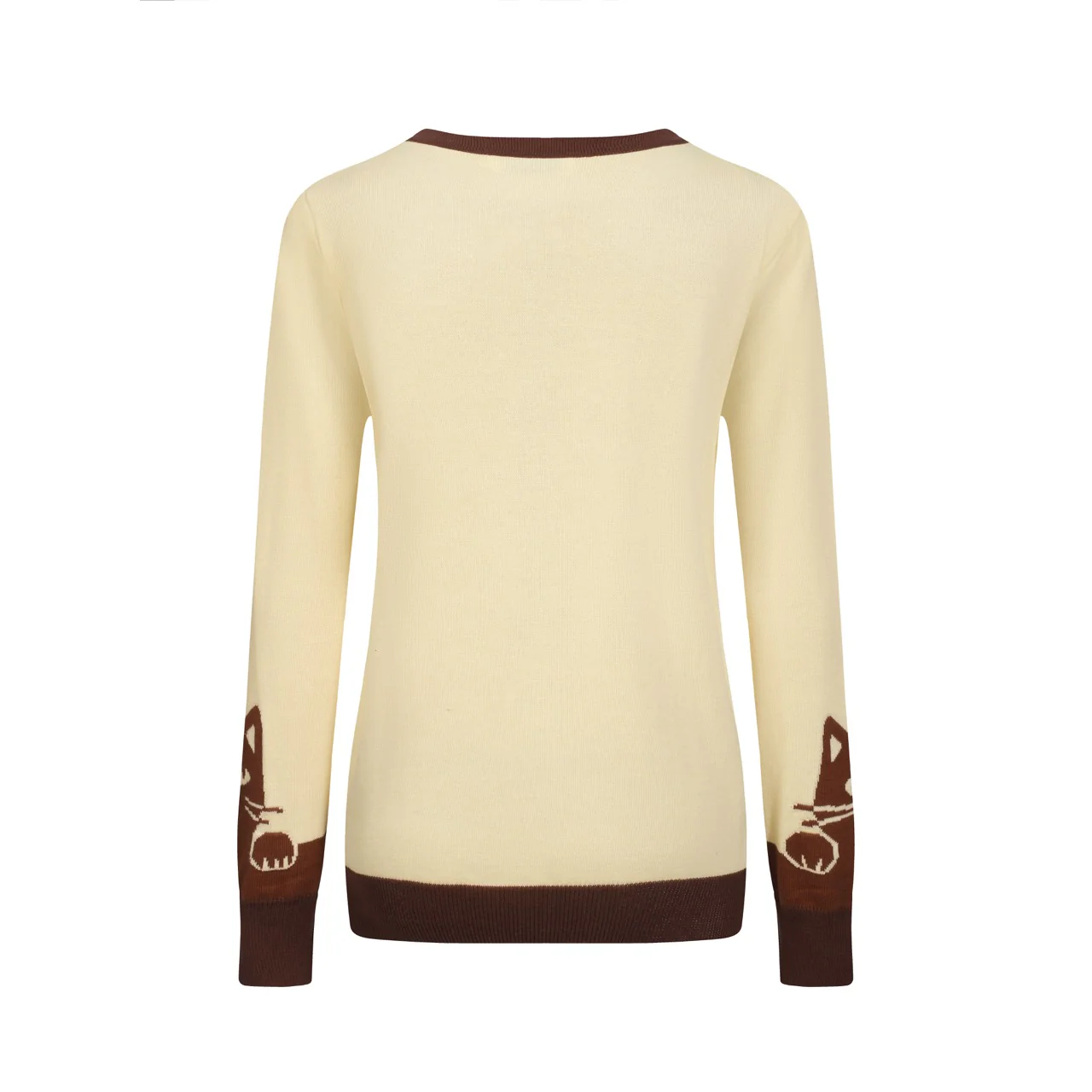 Women's apricot kitten vintage jacquard cardigan - Image 3