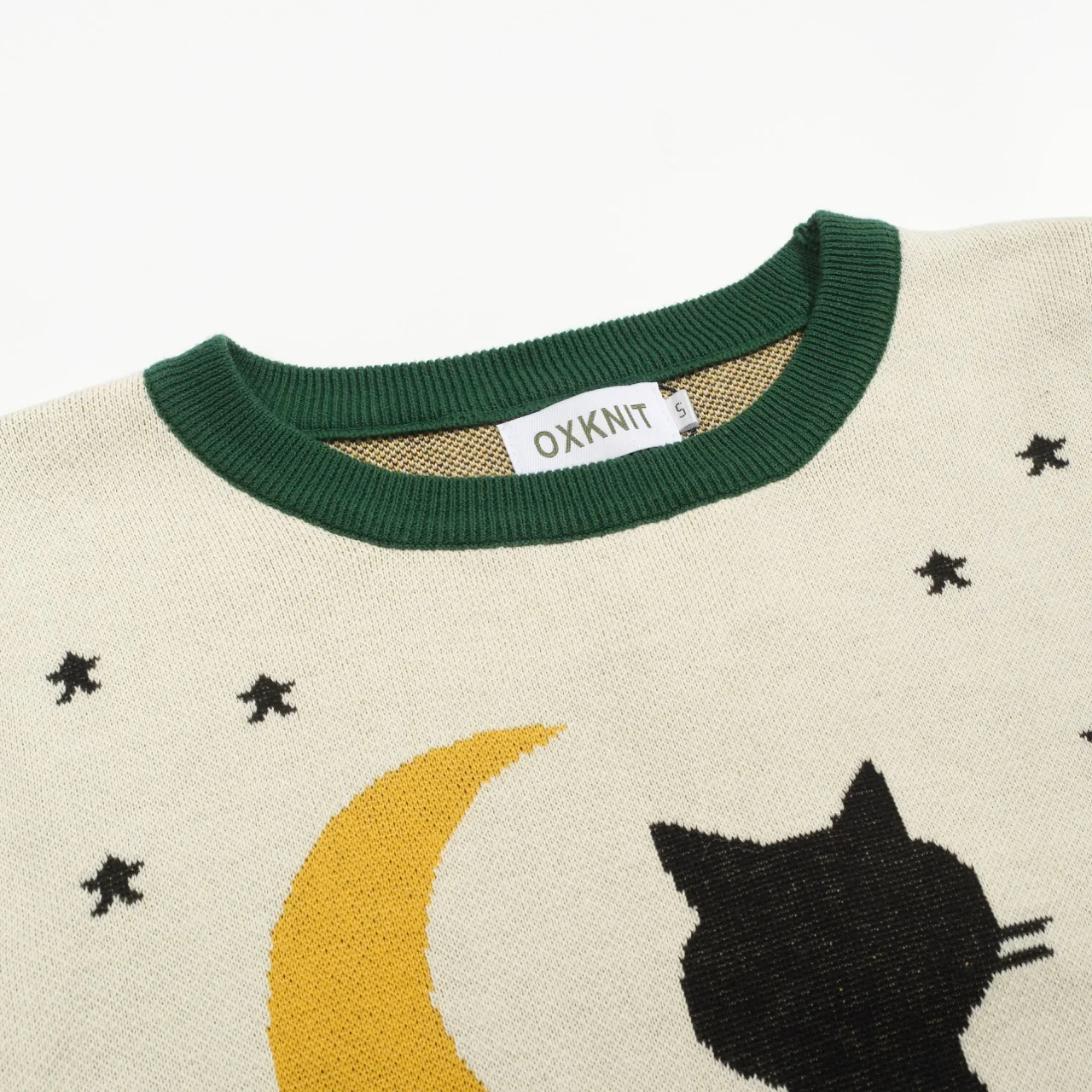 Women's apricot night cat vintage knitwear - Image 4