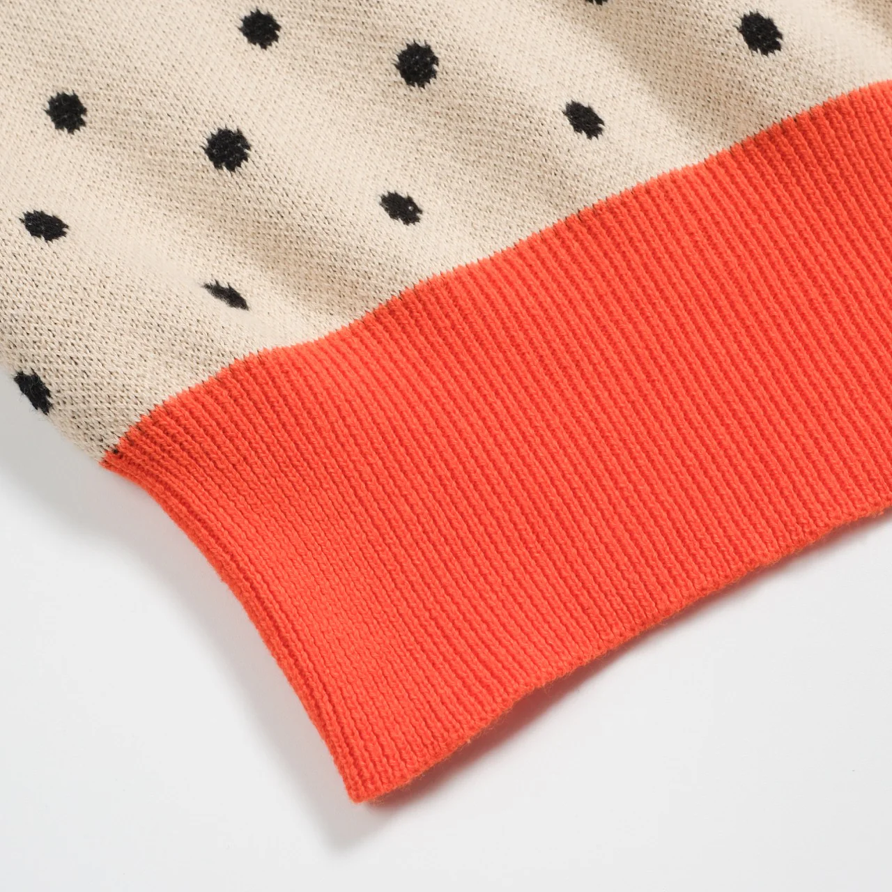Women's apricot polka dot bird vintage knit T-shirt - Image 7
