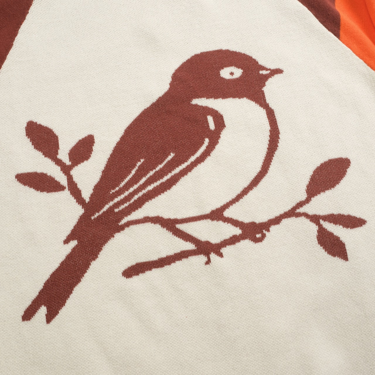 Women's Apricot Retro Bird Round-neck Plaid Knitwear - Image 2
