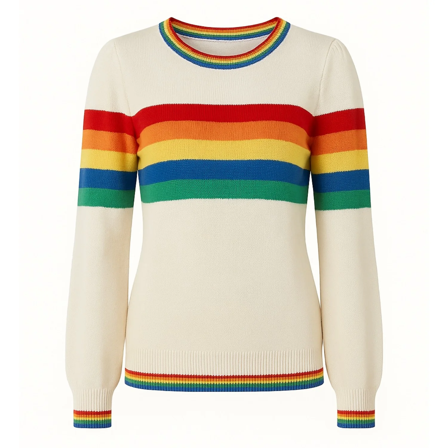 Women's apricot stripe vintage 60's bubble sleeve knitwear