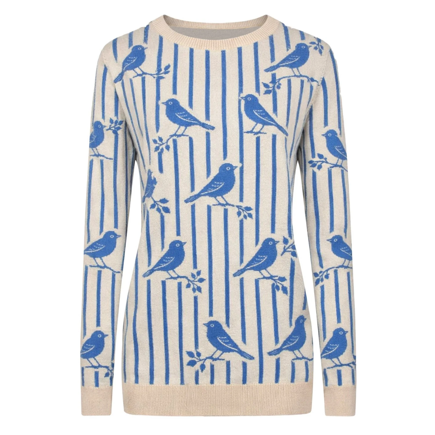 Women's Bird Pattern Striped Fashion Retro Jacquard Knitwear