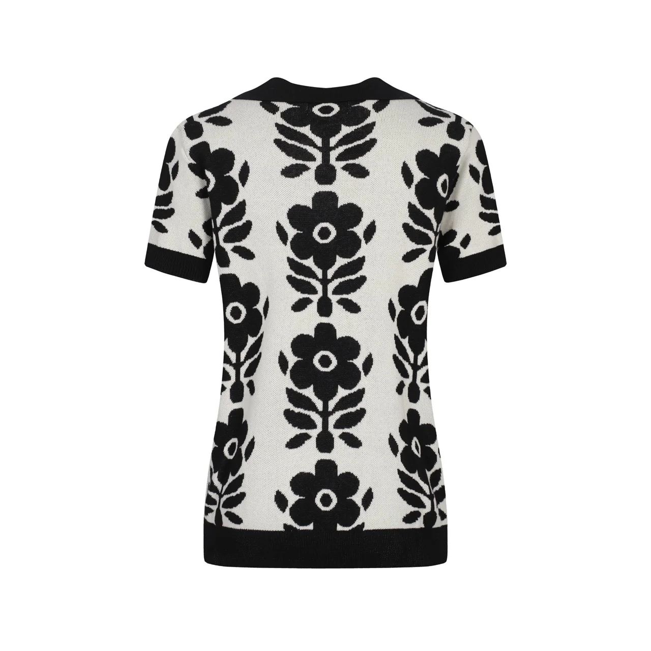 Women's black casual vintage floral jacquard cardigan - Image 3