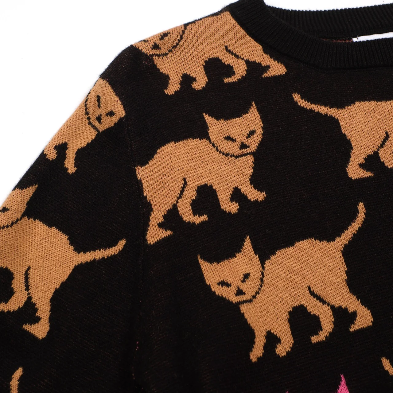 Women's black kitty-pattern jacquard knitwear - Image 5