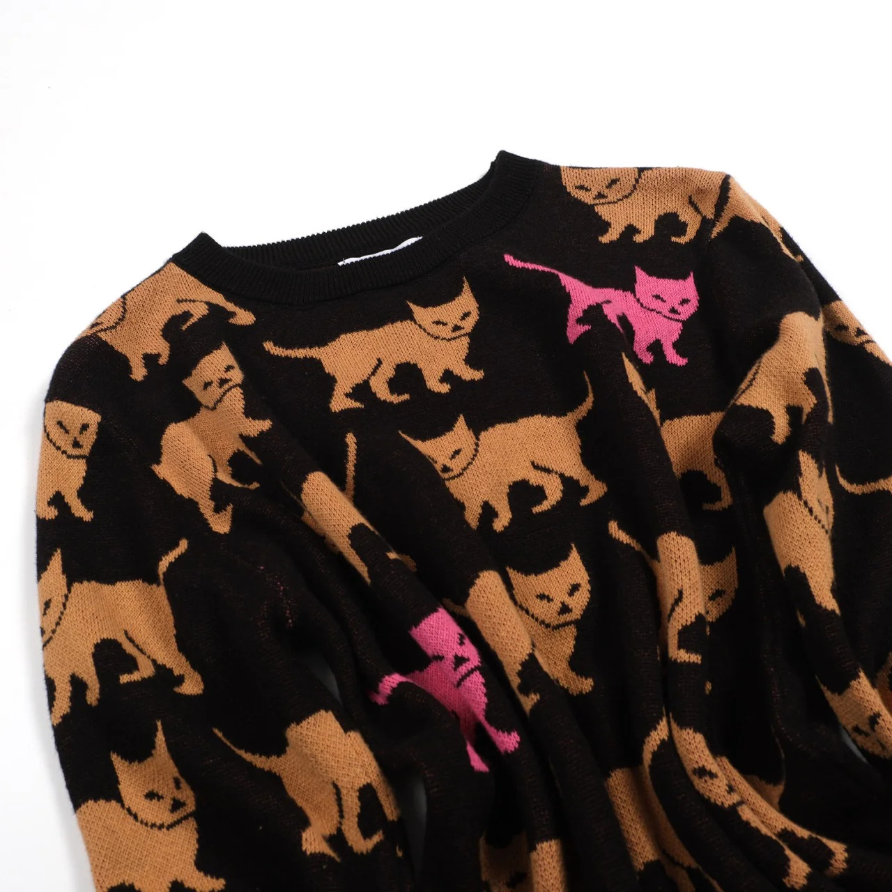 Women's black kitty-pattern jacquard knitwear - Image 8