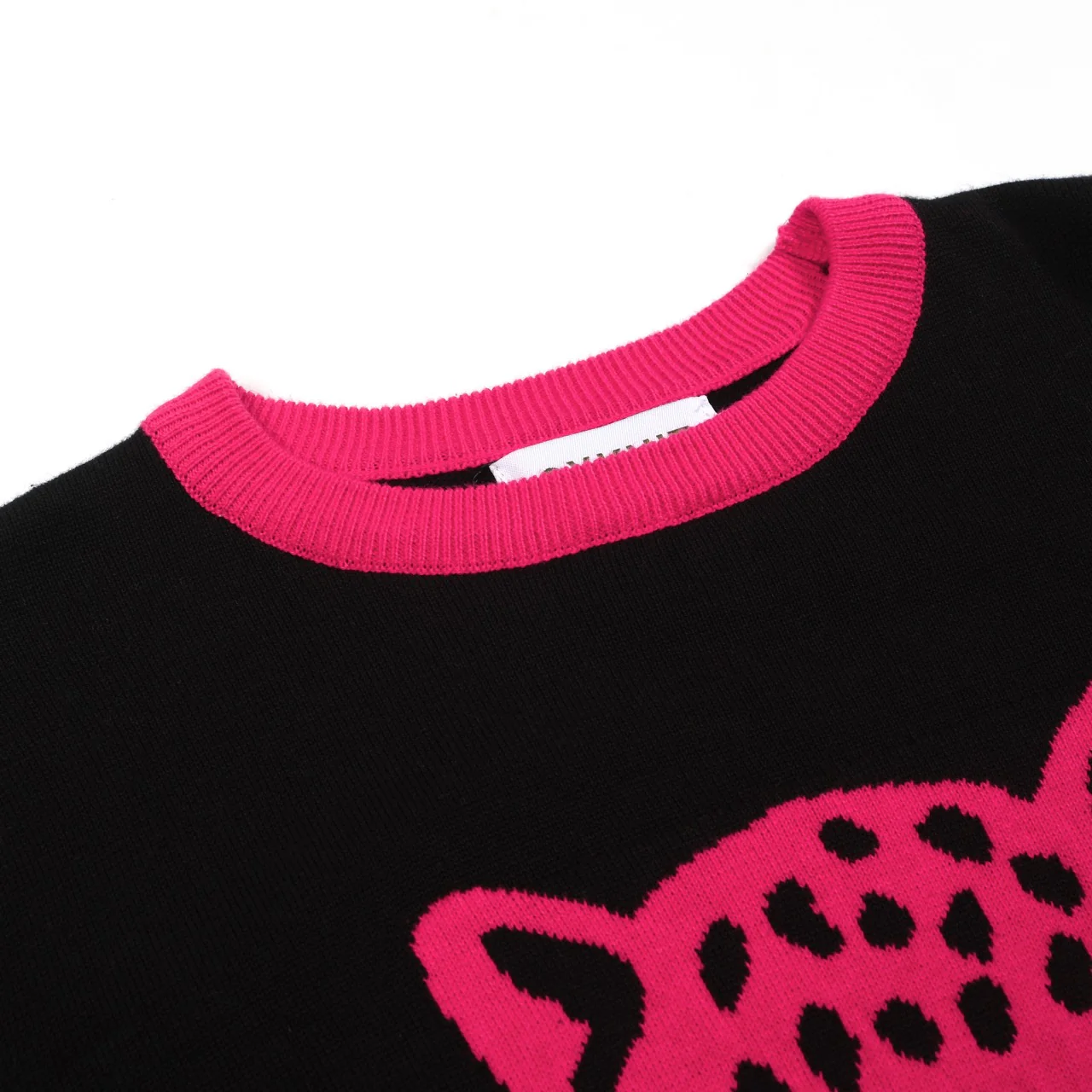 Women's black leopard jacquard vintage knitwear - Image 4