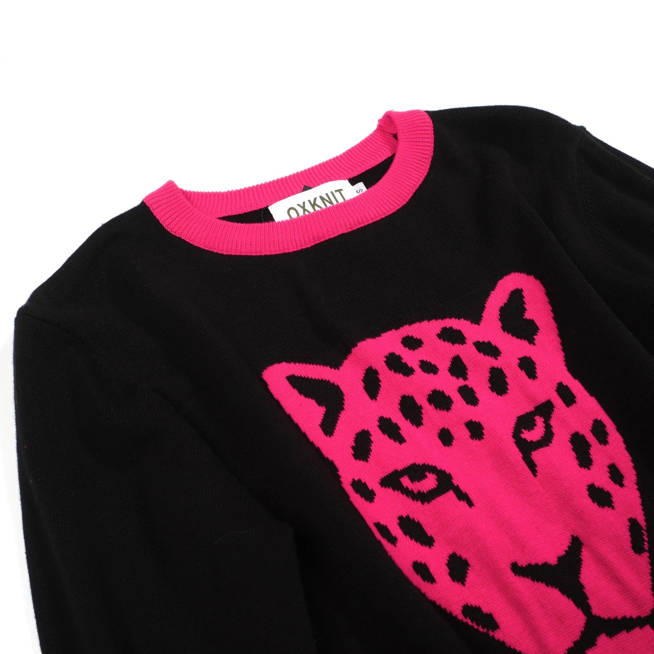 Women's black leopard jacquard vintage knitwear - Image 9