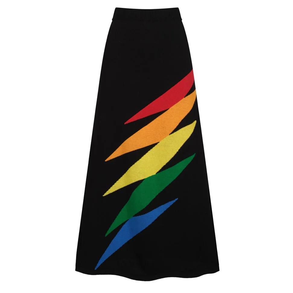 Women's black lightning jacquard knit skirt