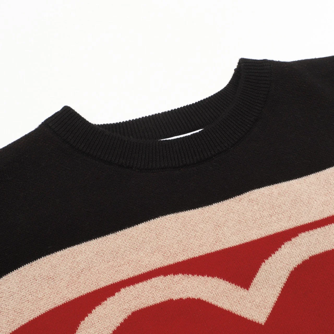 Women's black love stripe vintage jacquard knitwear - Image 4
