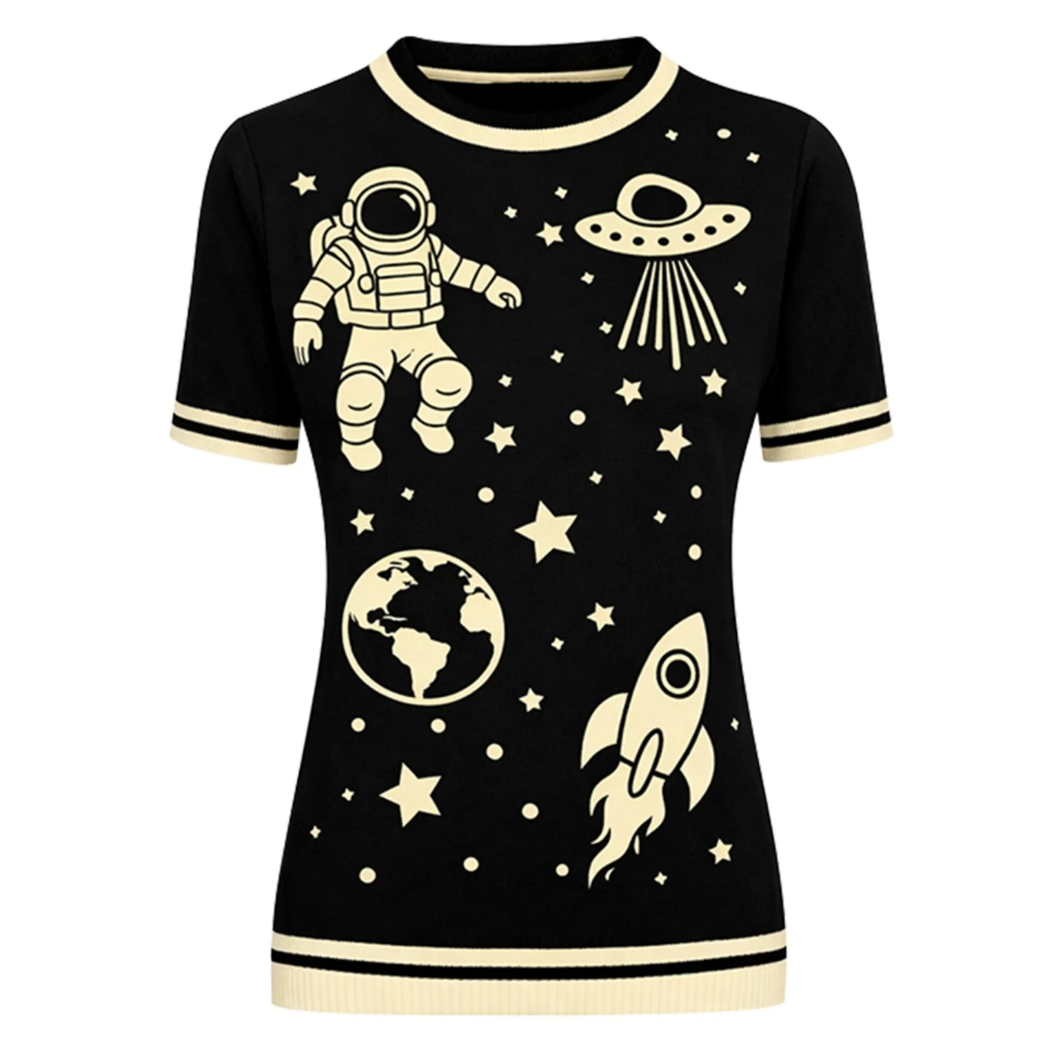 Women's Black planet main carry vintage knit T-shirt