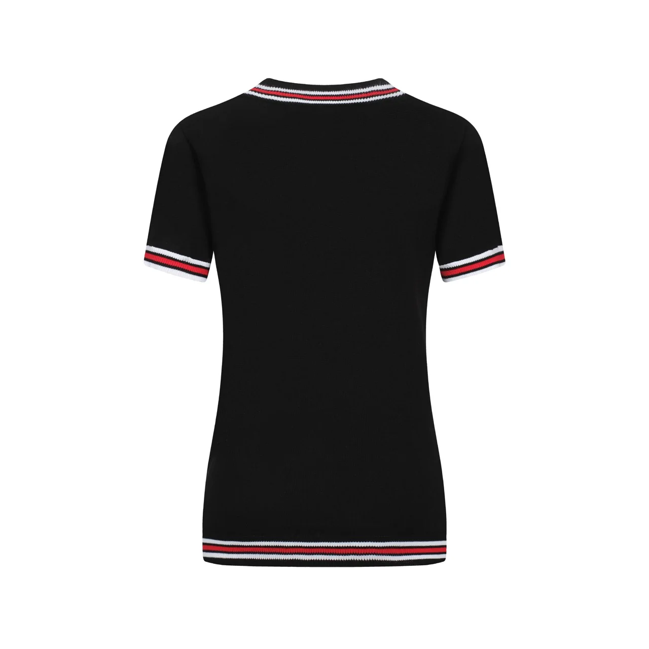 Women's black retro pocket V-neck knitted T-shirt - Image 3