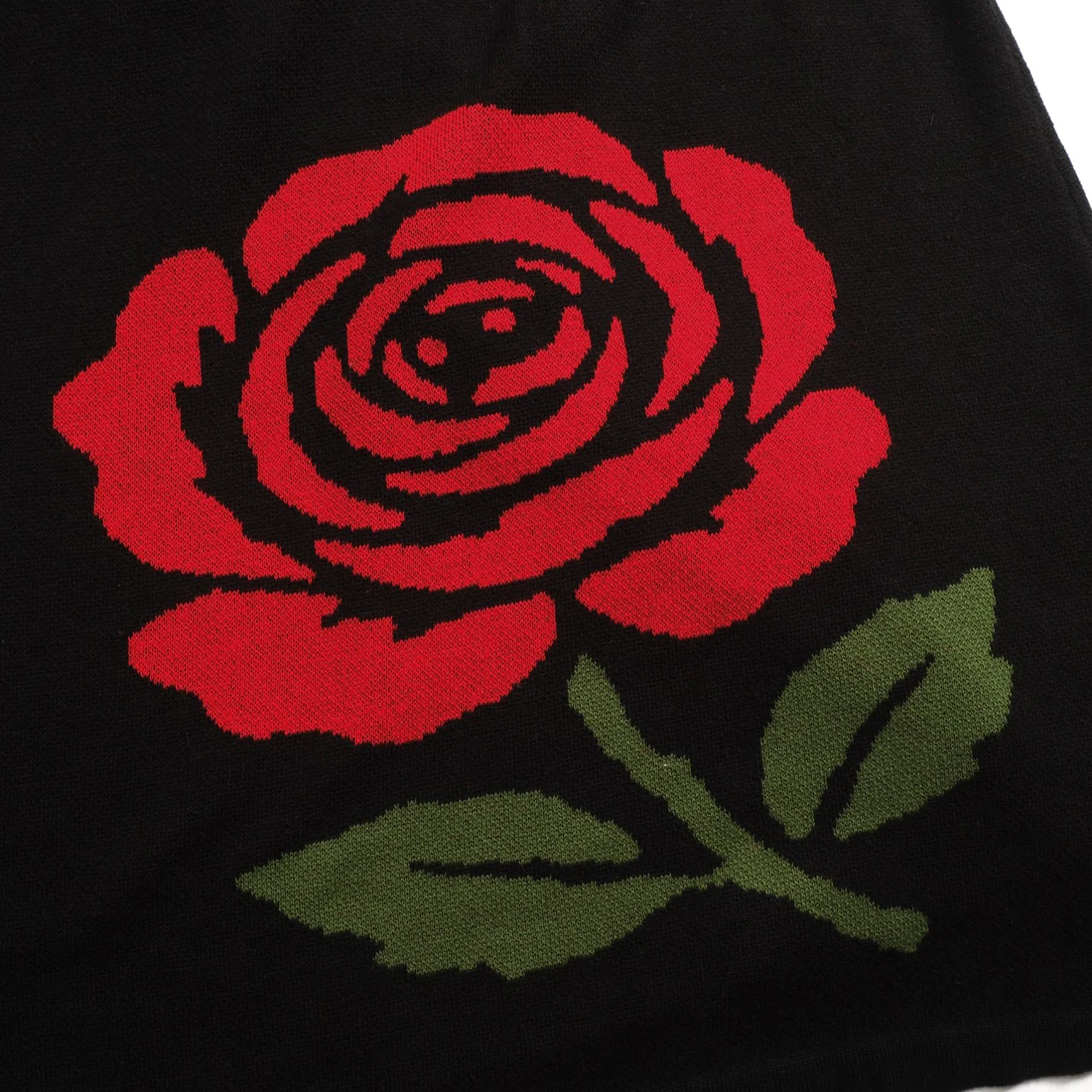 Women's black retro rose art jacquard knit skirt - Image 2