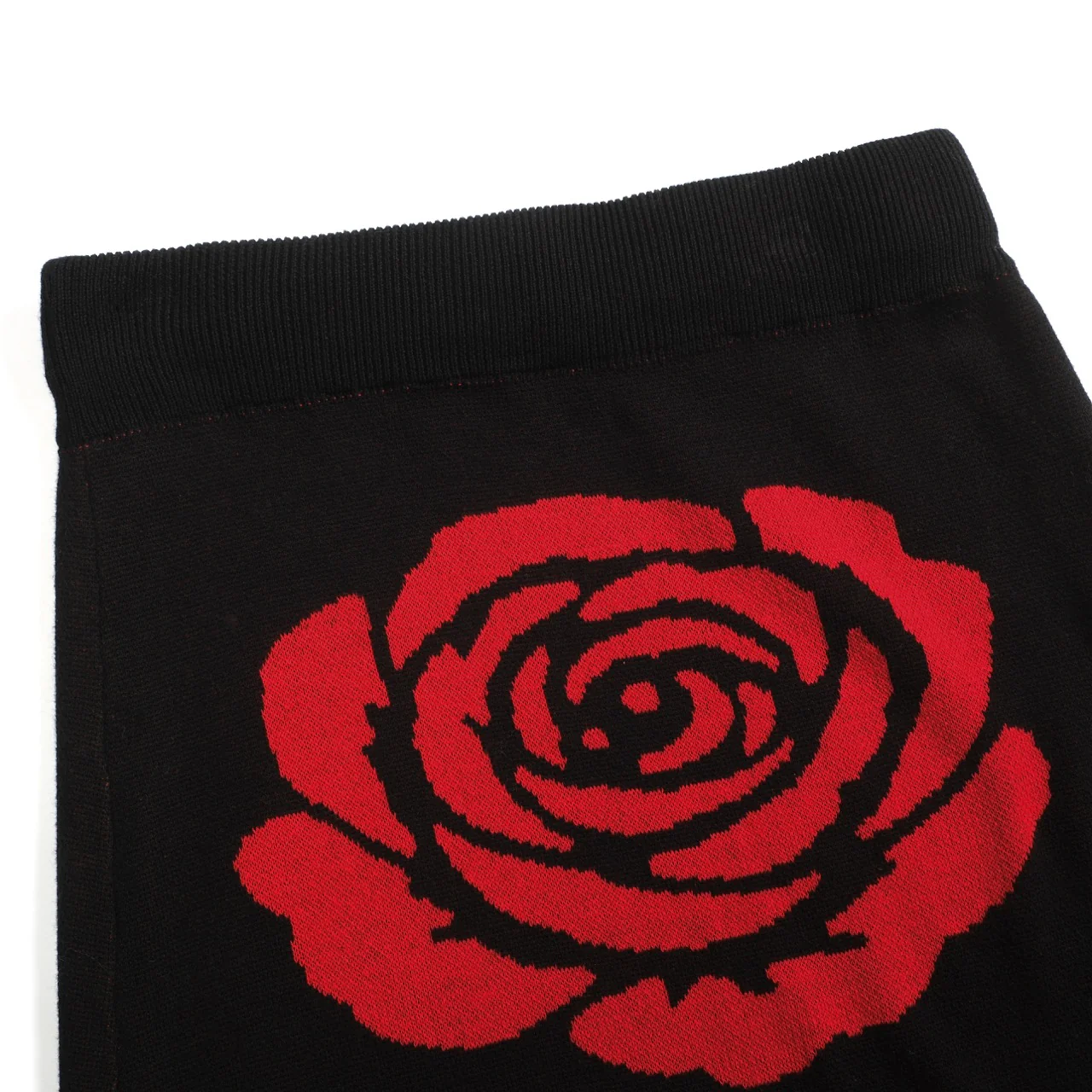 Women's black retro rose art jacquard knit skirt - Image 4