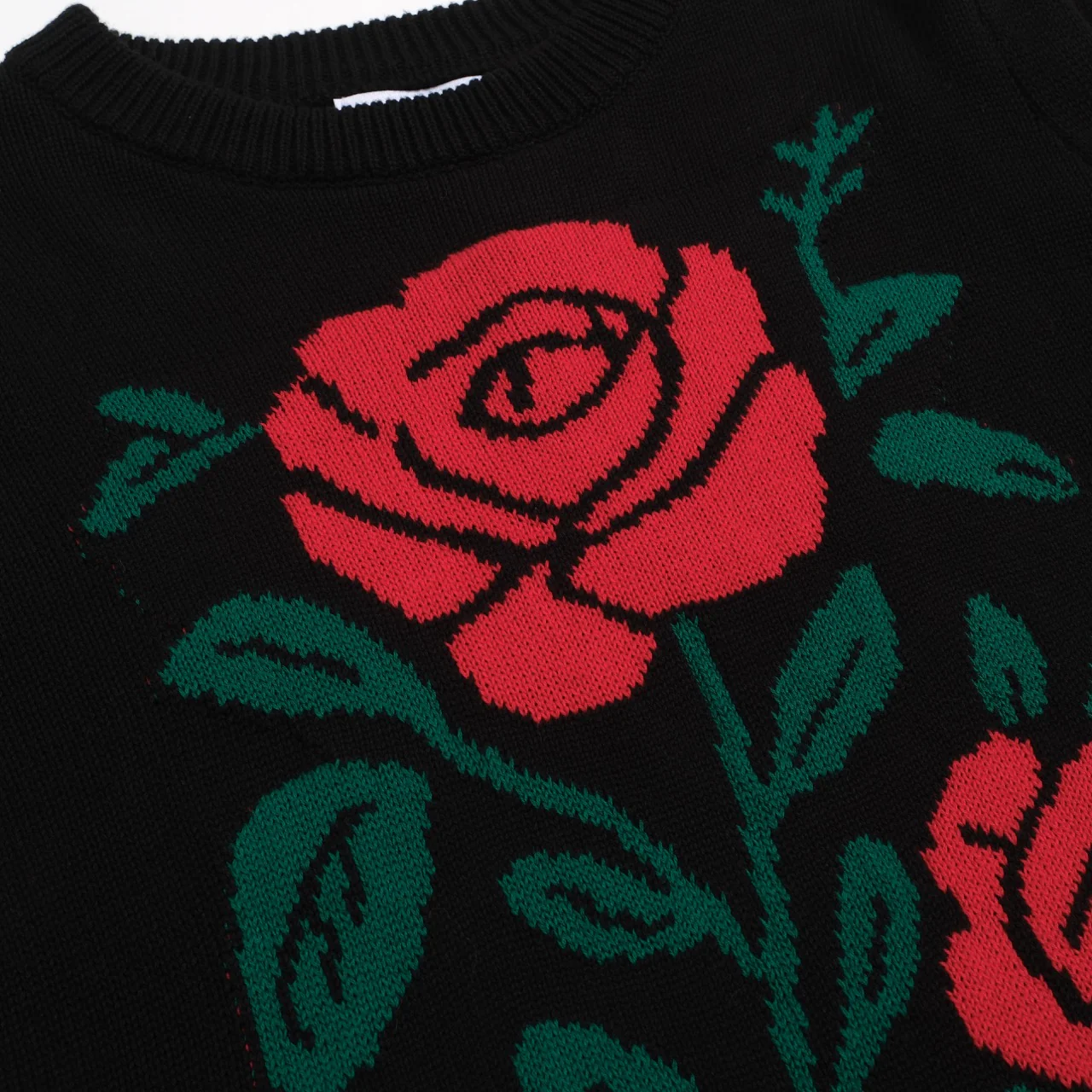 Women's black rose vintage bubble sleeve knitwear - Image 2