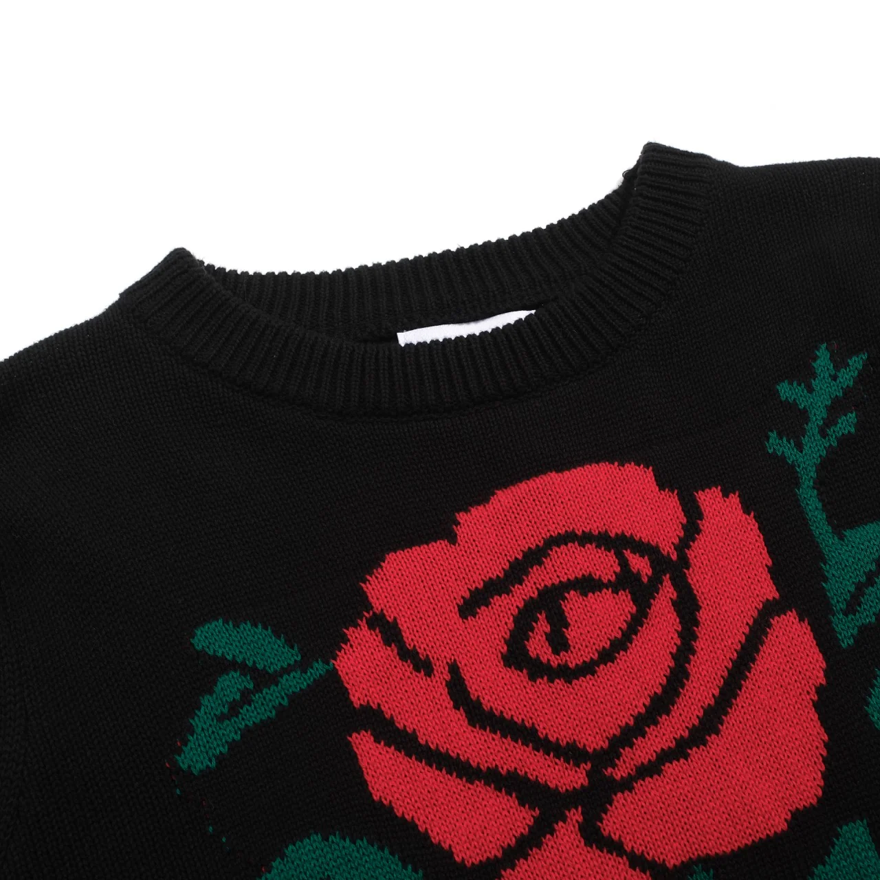 Women's black rose vintage bubble sleeve knitwear - Image 4