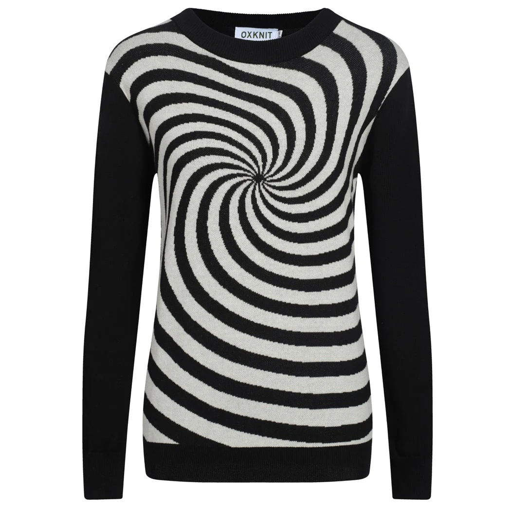 Women's black rotating stripe knitwear