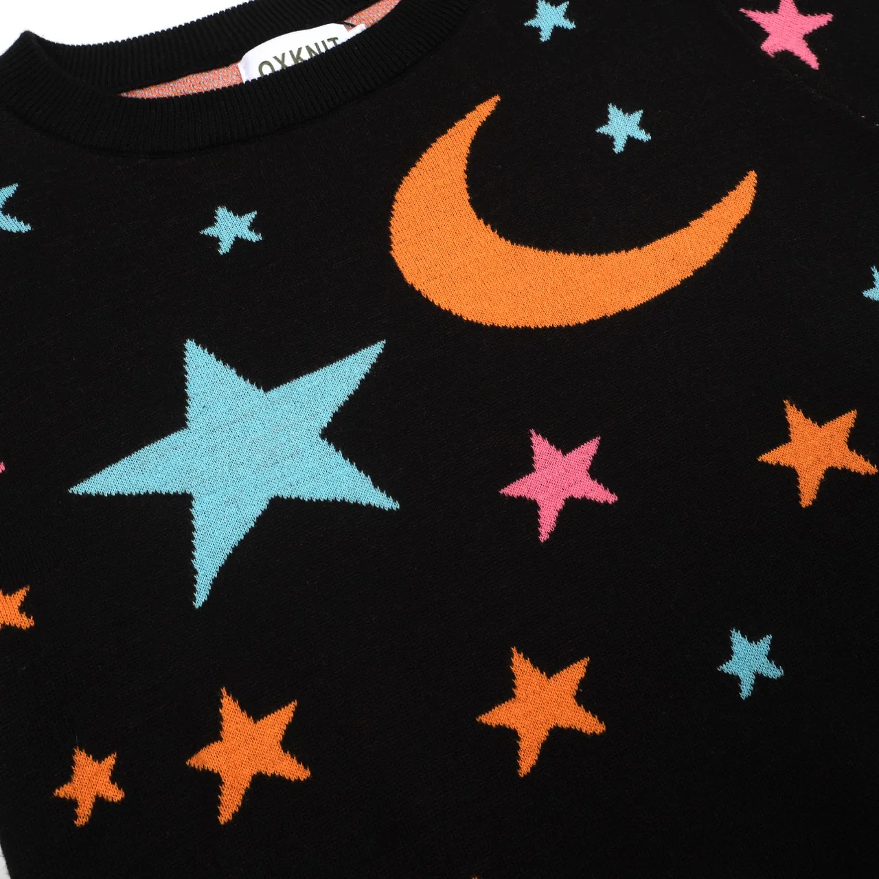 Women's black star moon jacquard knitwear - Image 2