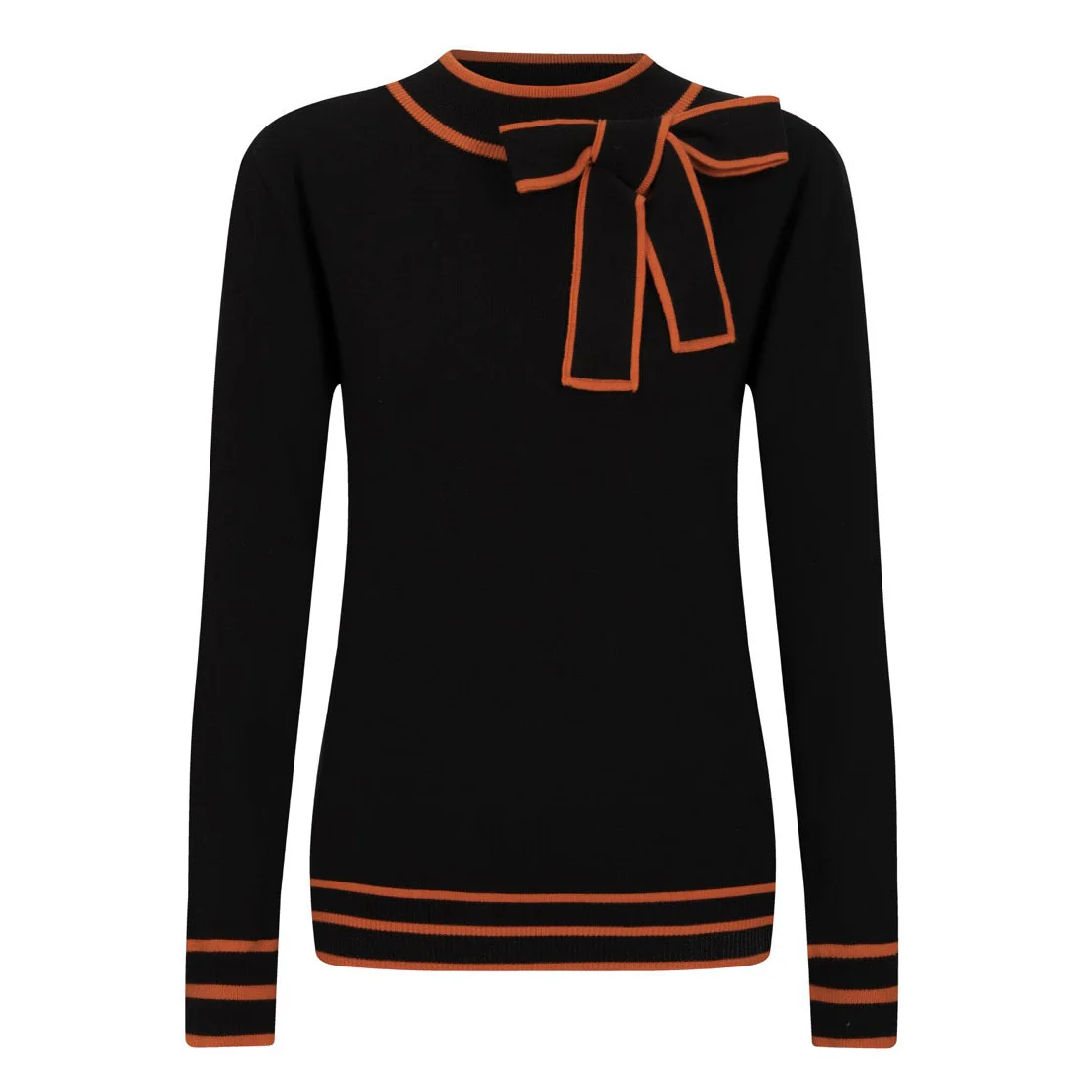 Women's black street art retro fashion knit polo shirt