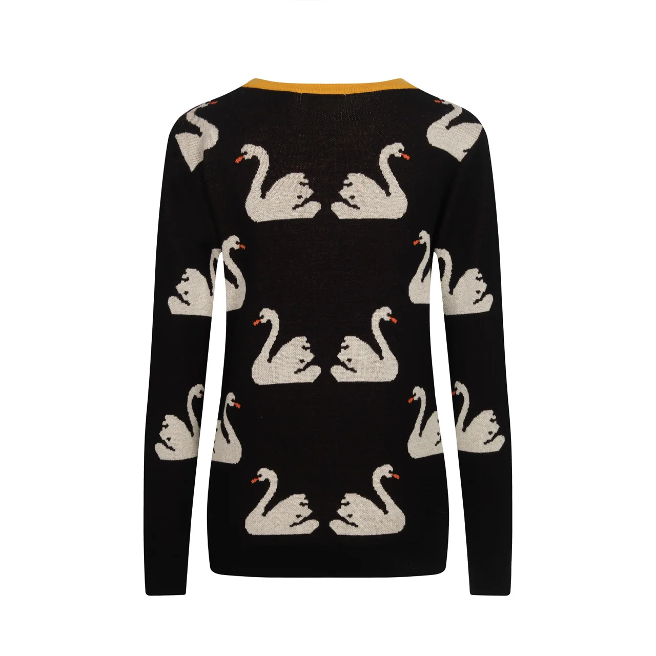 Women's black swan jacquard cardigan - Image 3