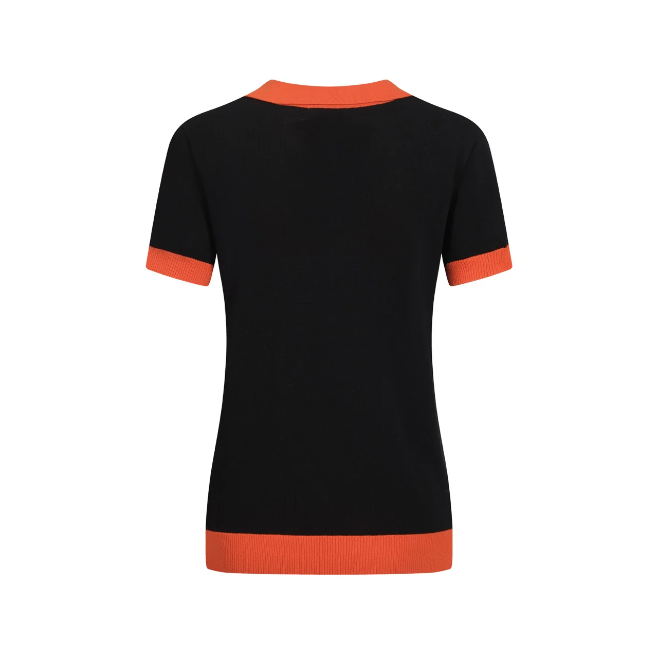 Women's black vintage art striped Jacquard V-neck polo - Image 3