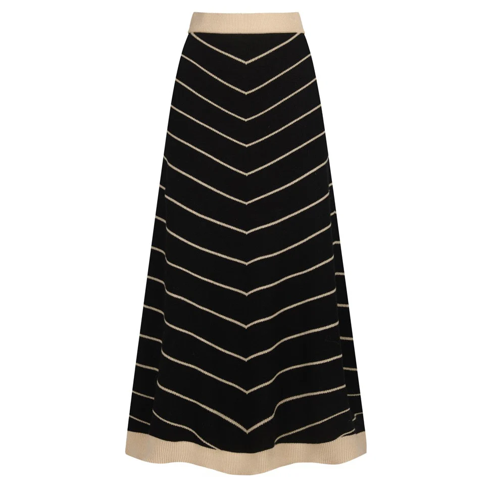 Women's black vintage period casual knit skirt