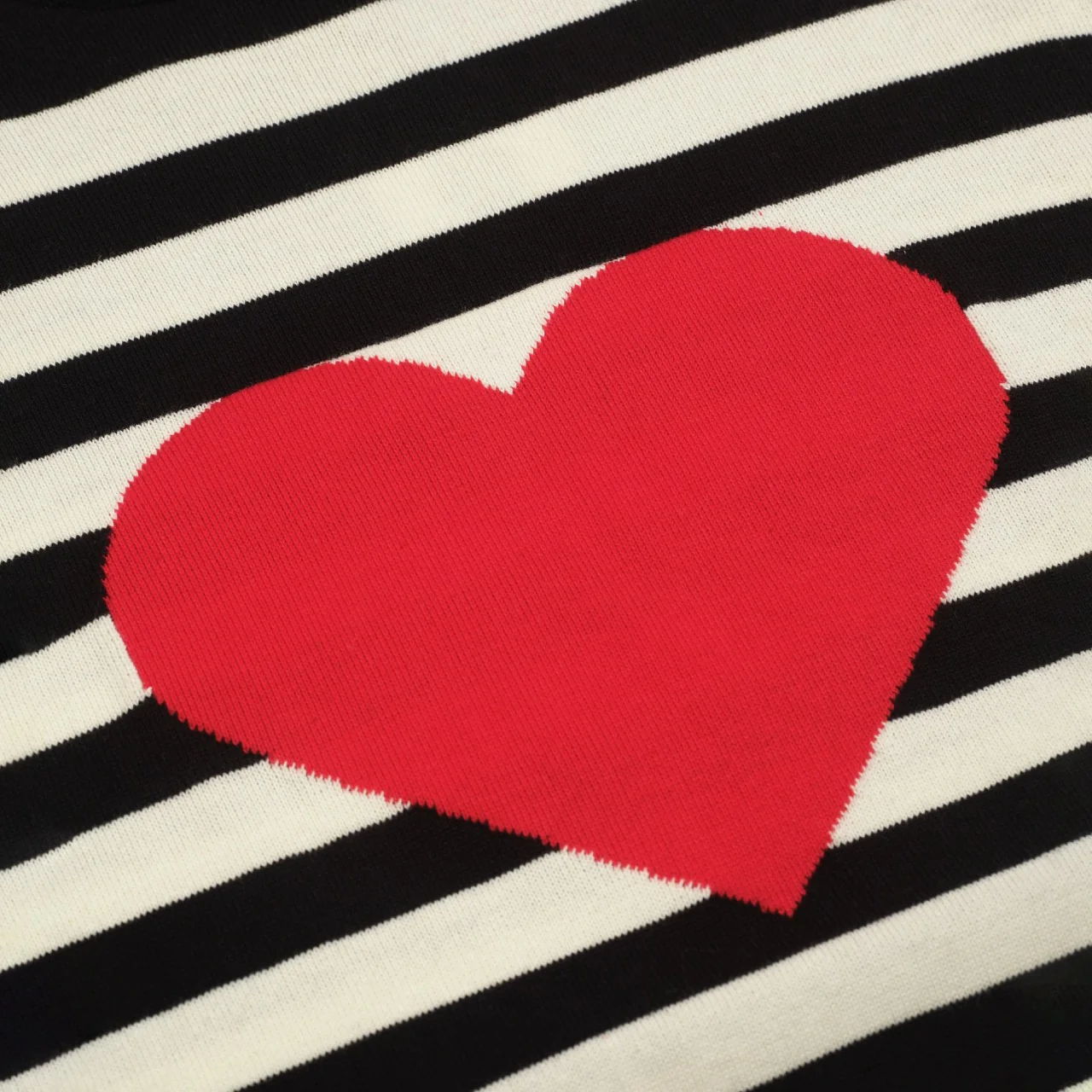 Women's black vintage striped love jacquard knitwear - Image 2