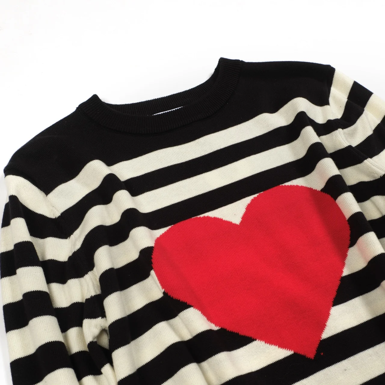 Women's black vintage striped love jacquard knitwear - Image 9