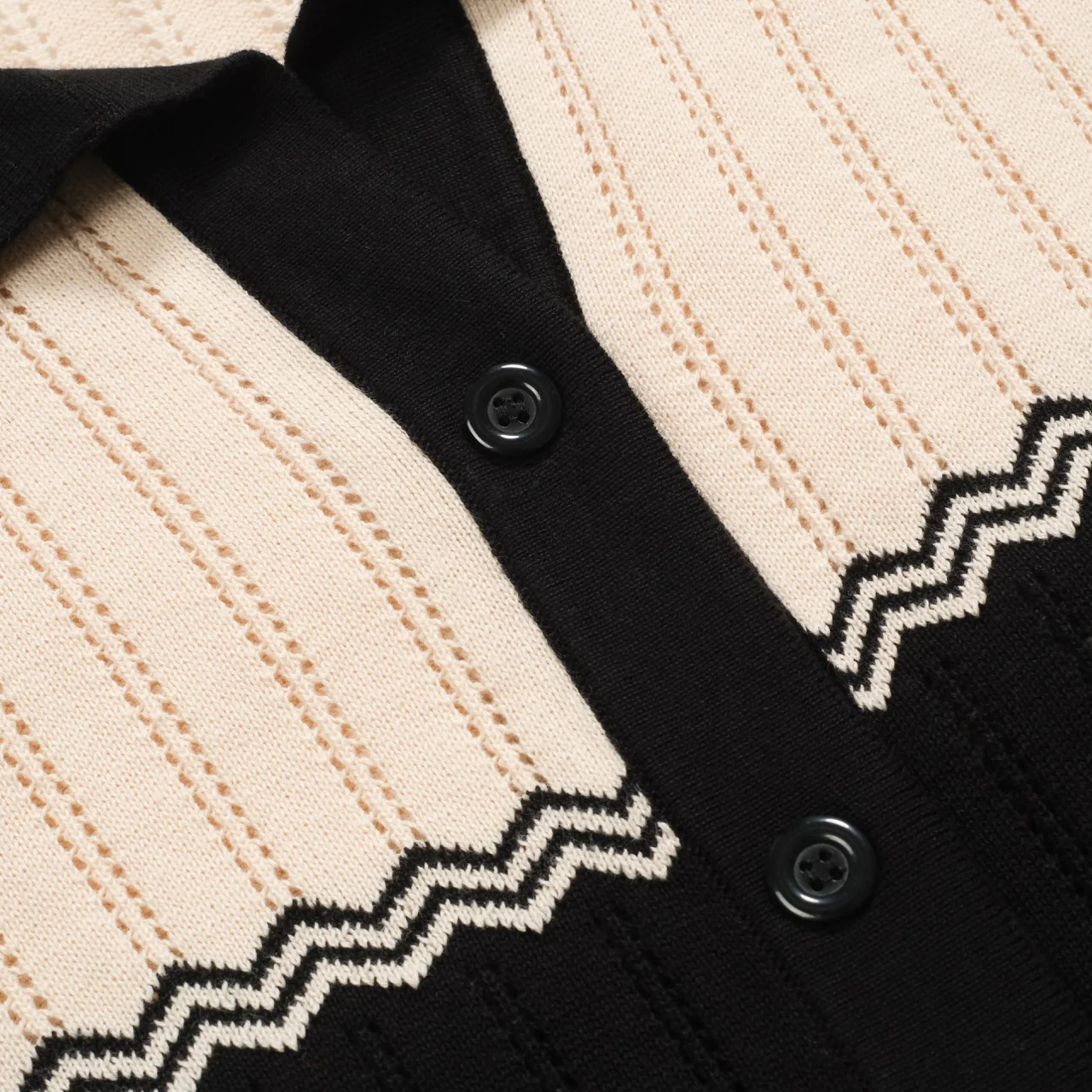 Women's black vintage textured jacquard V-neck cardigan - Image 6