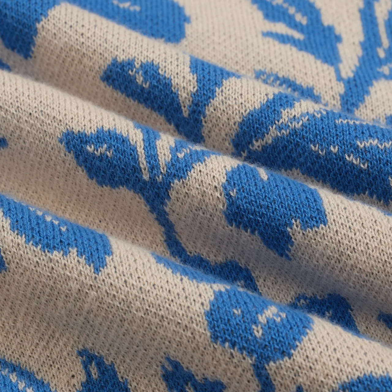 Women's blue floral jacquard street knitwear - Image 10