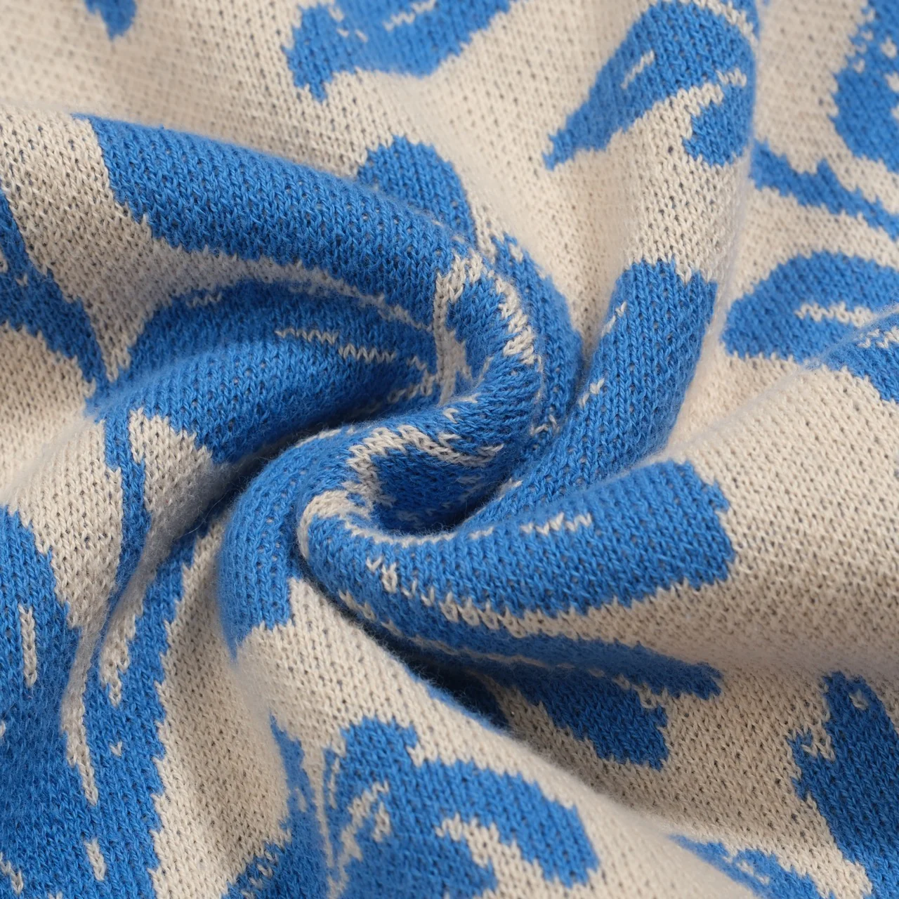 Women's blue floral jacquard street knitwear - Image 9