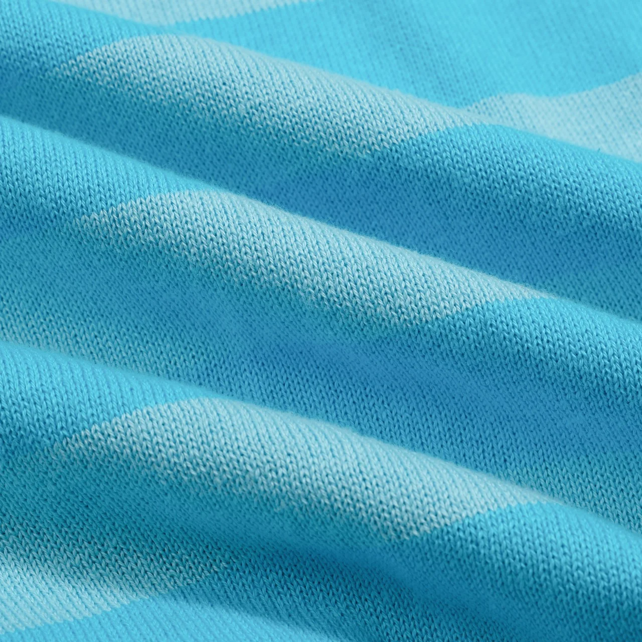 Women's blue striped Collage knitted bubble sleeve polo - Image 2