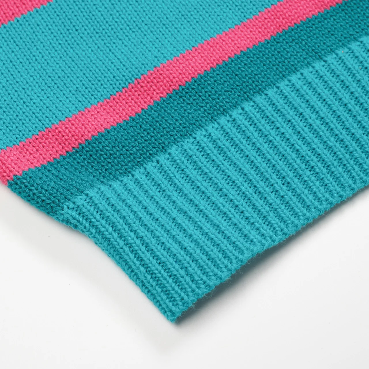 Women's blue striped jacquard V-neck knitwear - Image 7