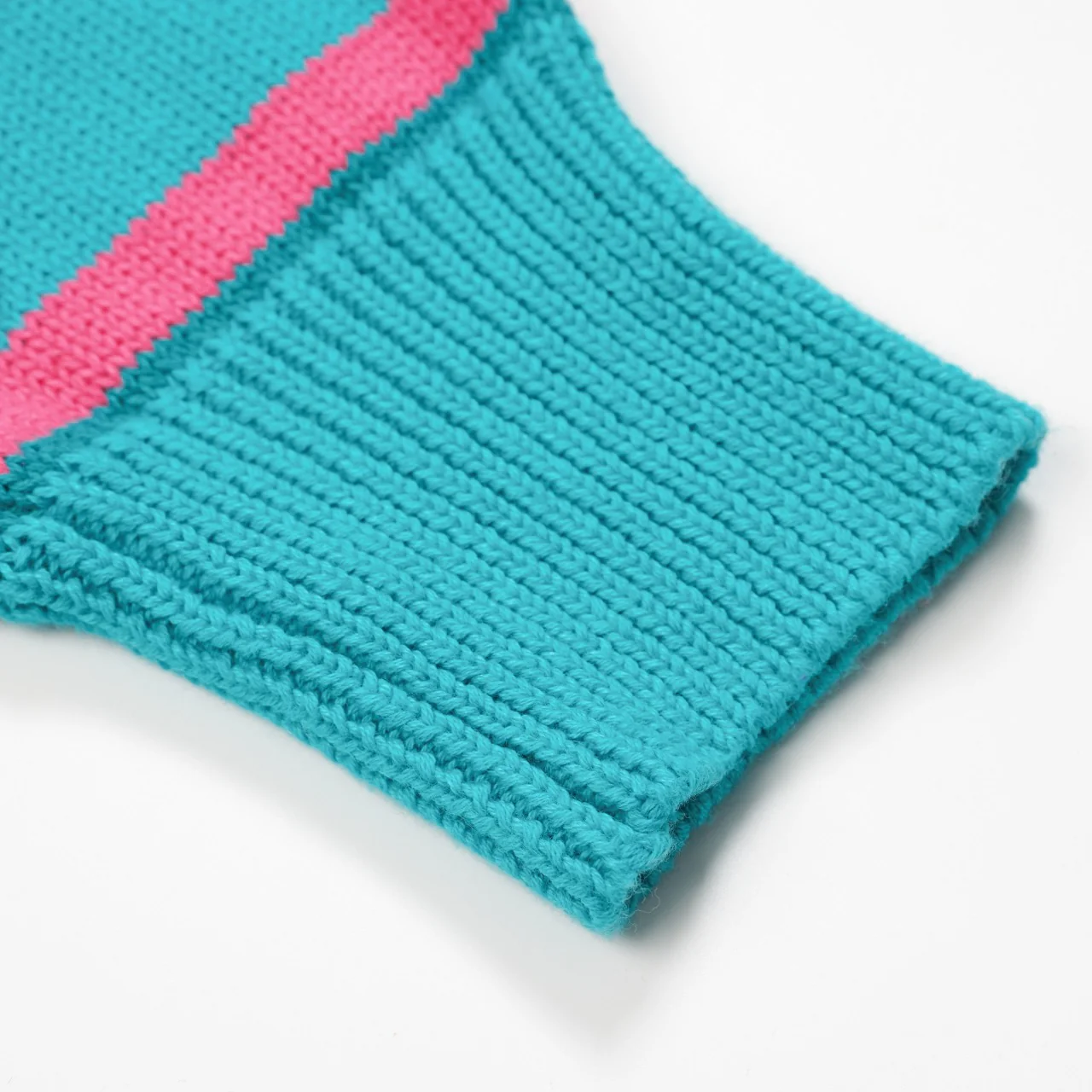 Women's blue striped jacquard V-neck knitwear - Image 8