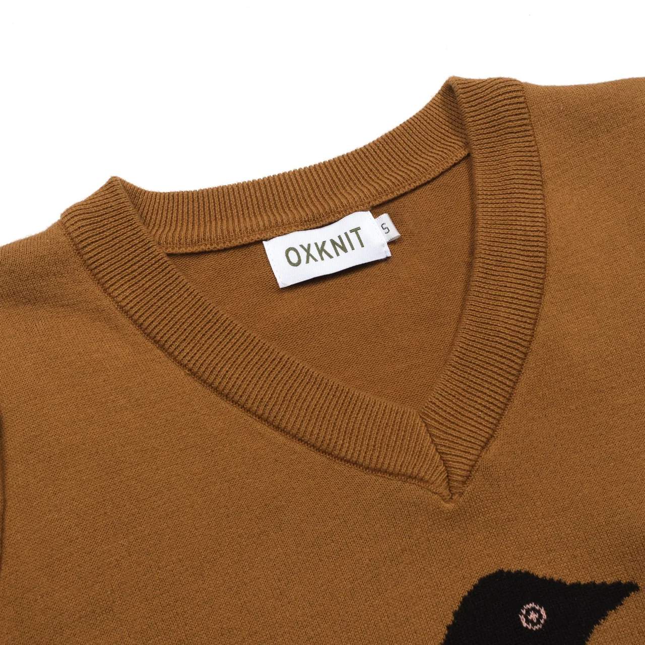 Women's brown magpie V-neck puffed sleeve knitwear - Image 4