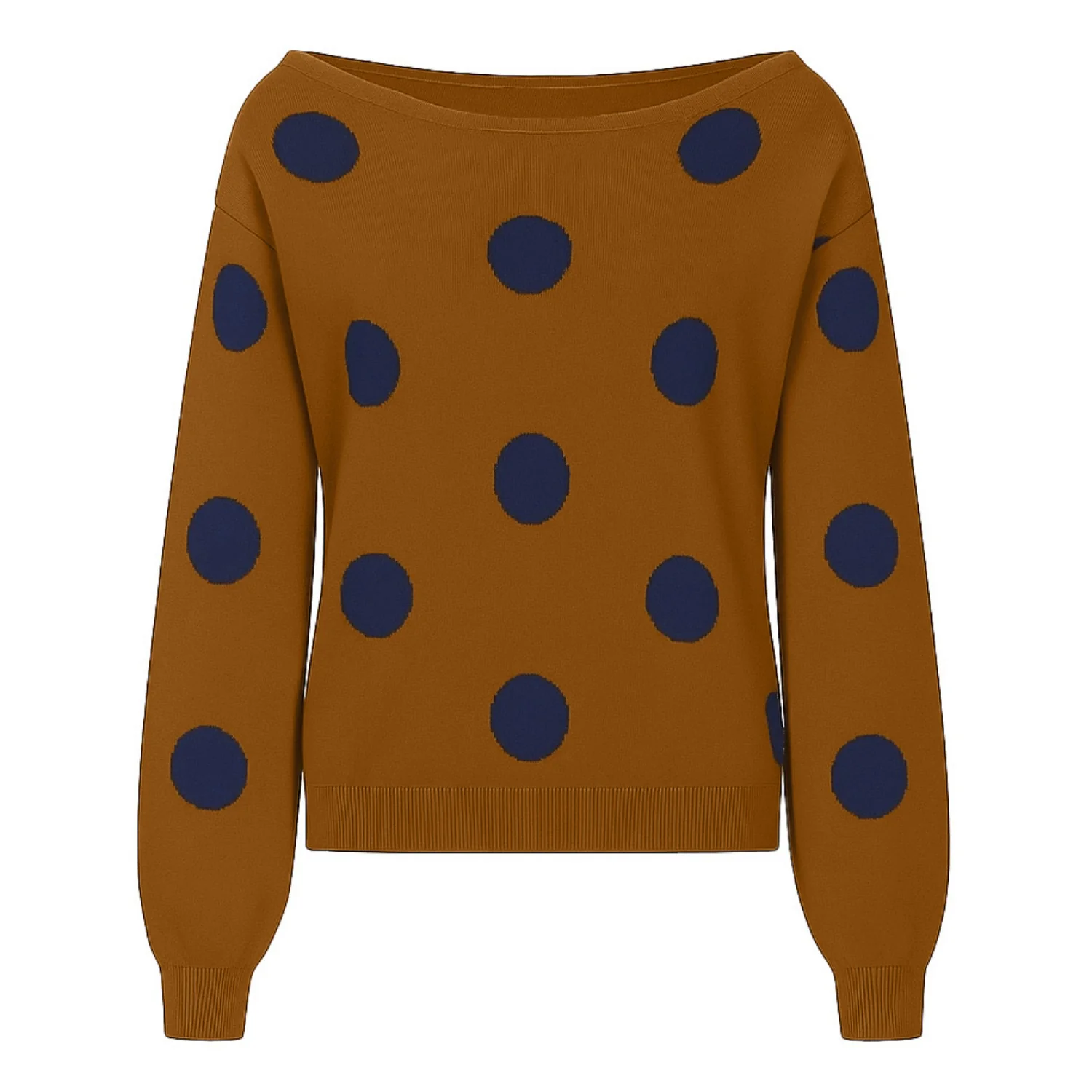 Women's  Brown polka dot one-shoulder - cropped length