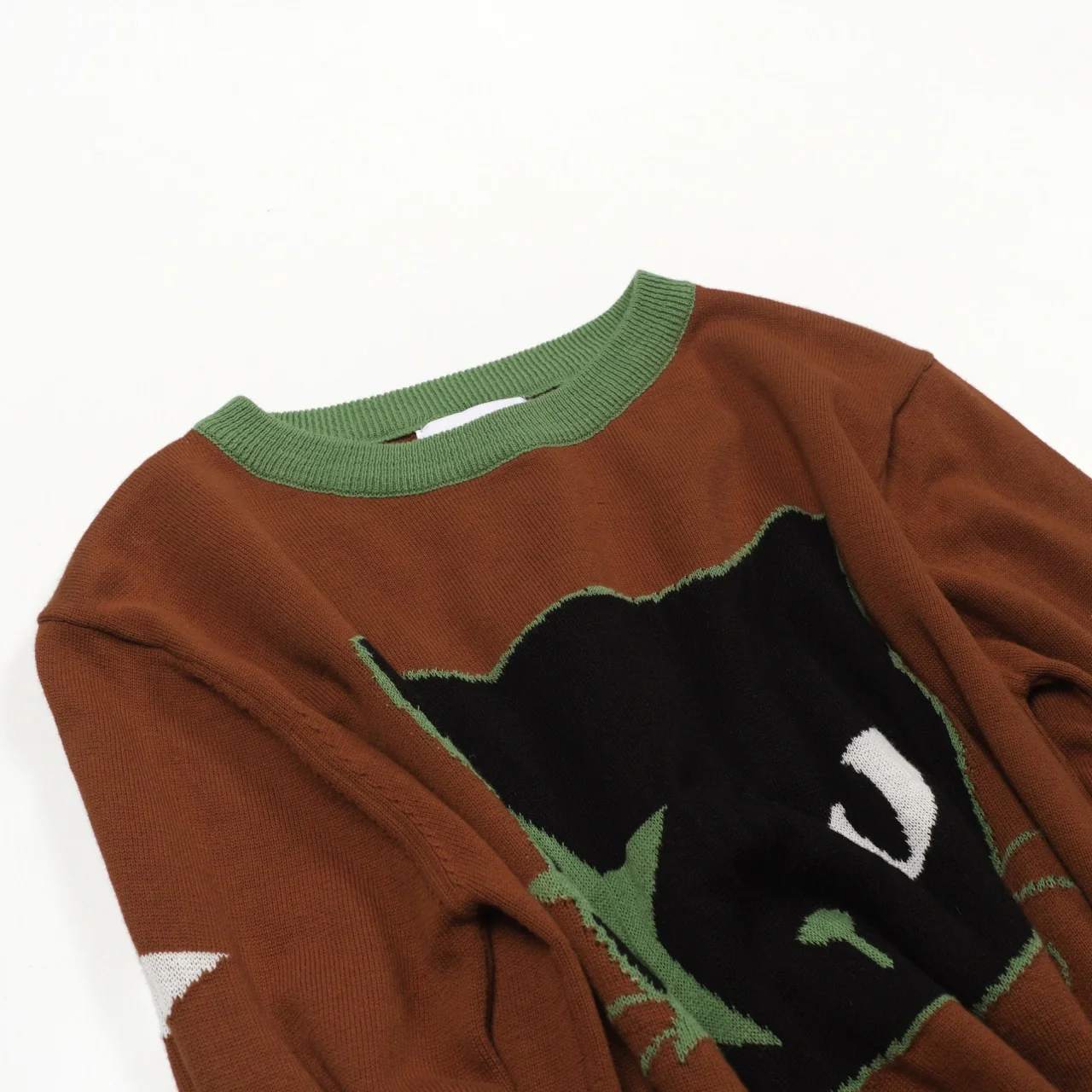 Women's Brown Vintage Cat Star Art Fashion Jacquard Knitwear - Image 9