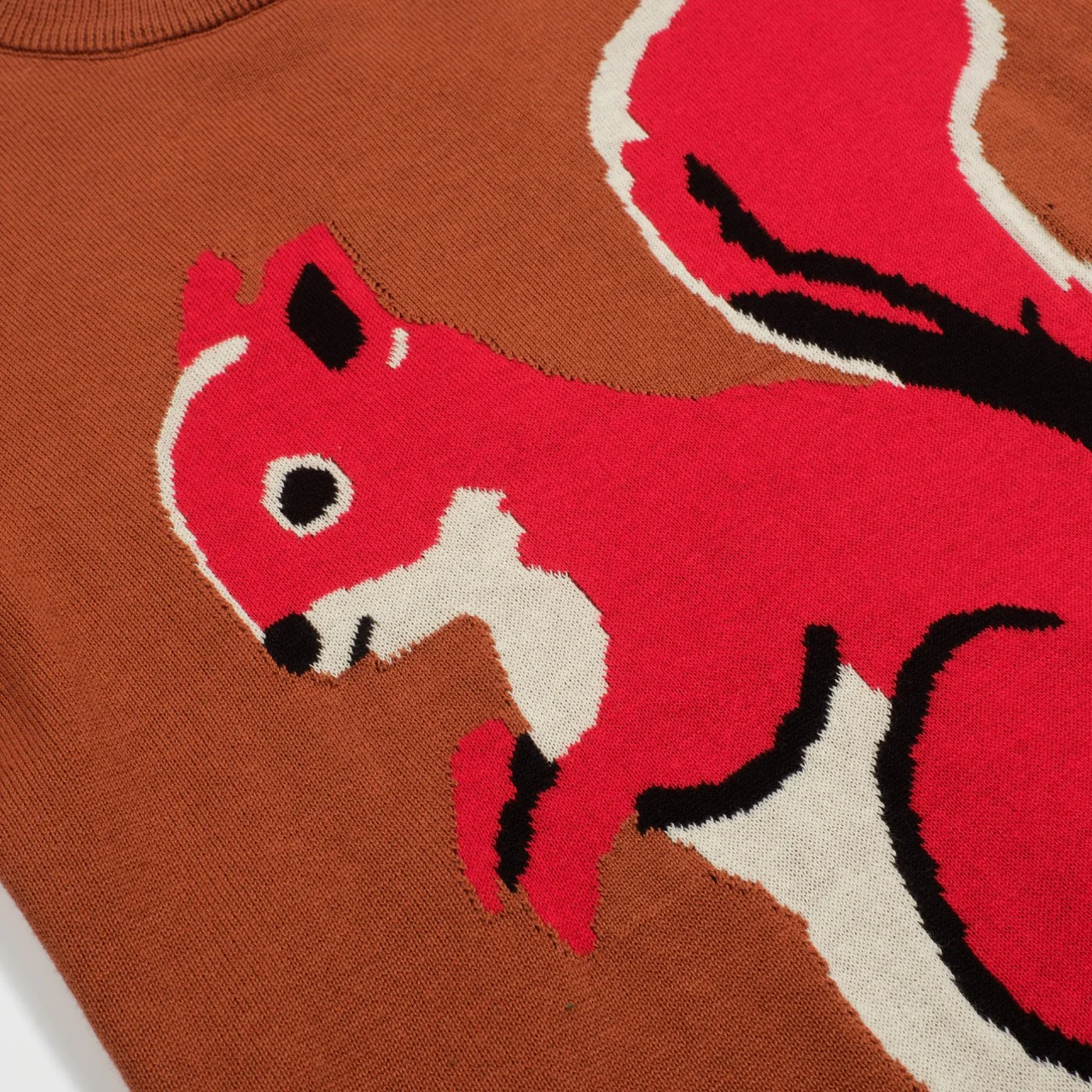 Women's brown vintage jacquard squirrel knitwear - Image 2