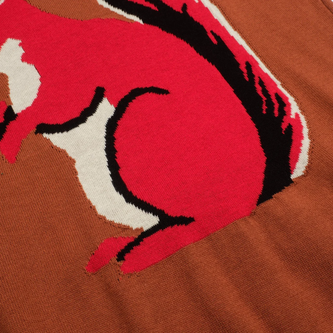 Women's brown vintage jacquard squirrel knitwear - Image 5