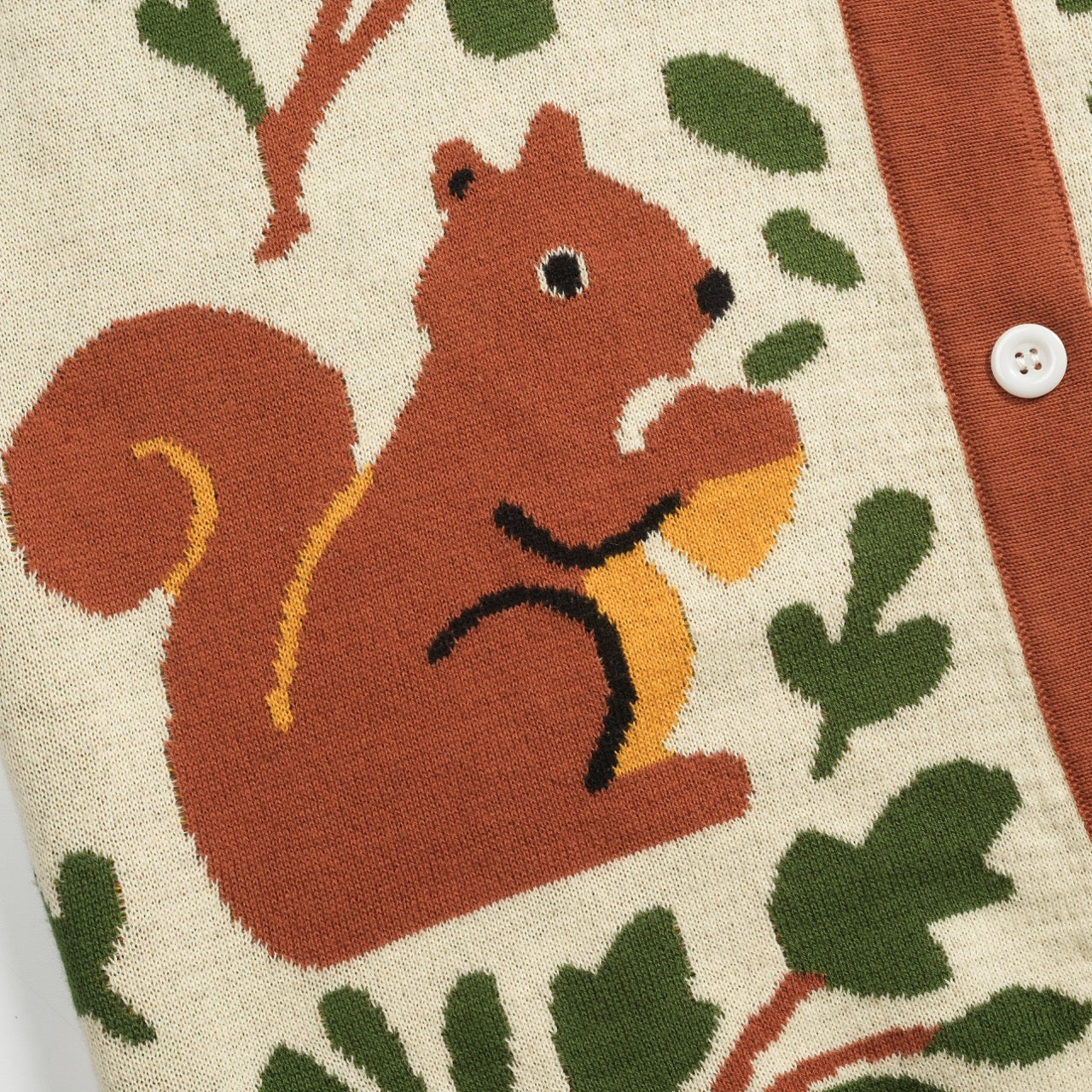 Women's brown vintage squirrel check knitted cardigan - Image 2