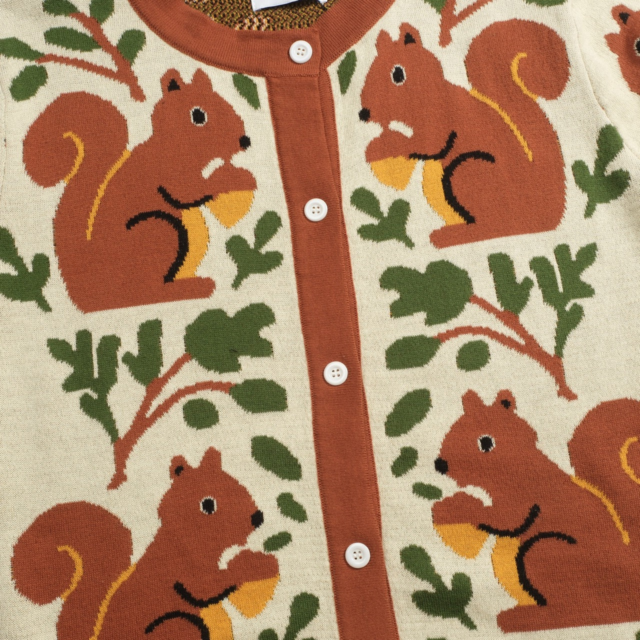 Women's brown vintage squirrel check knitted cardigan - Image 6