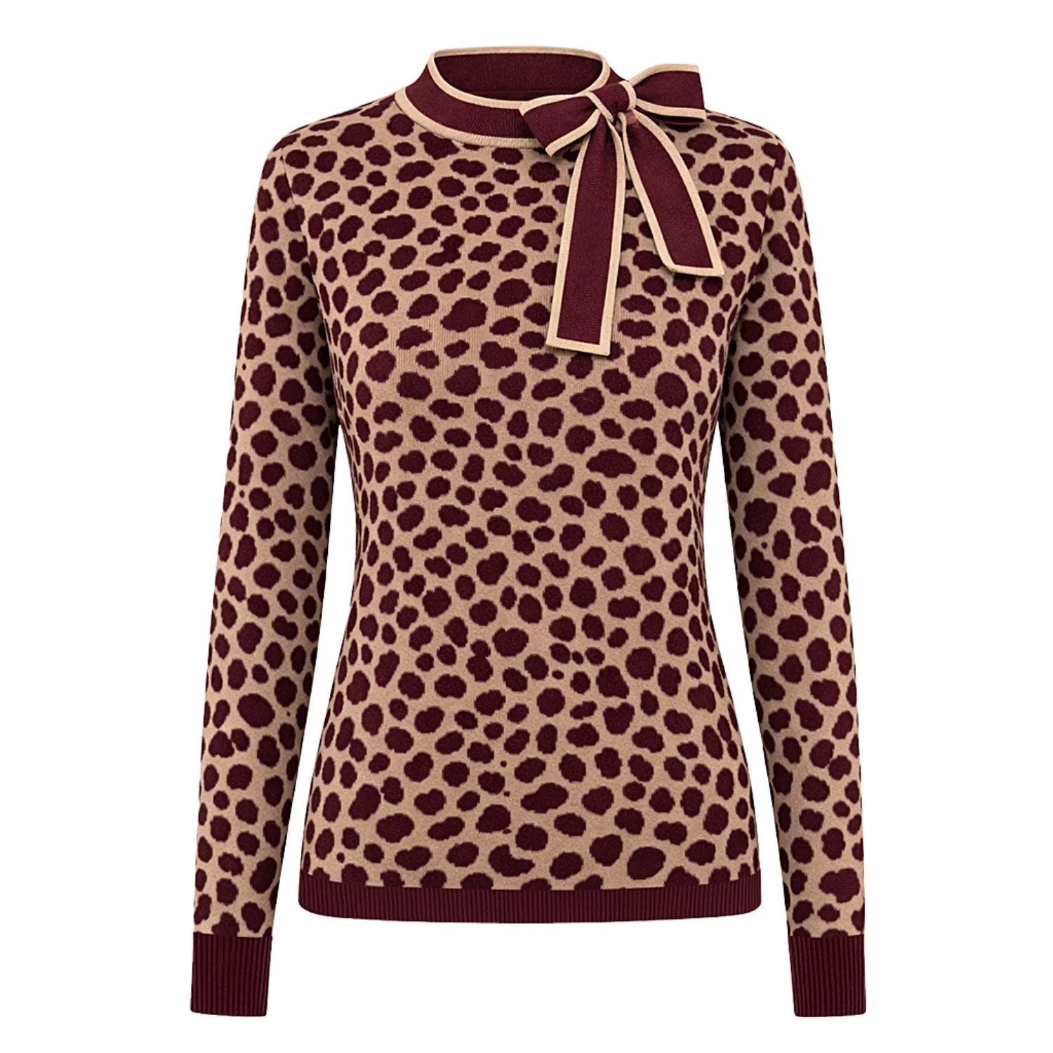 Women's classic leopard print design vintage Jacquard Knitwear