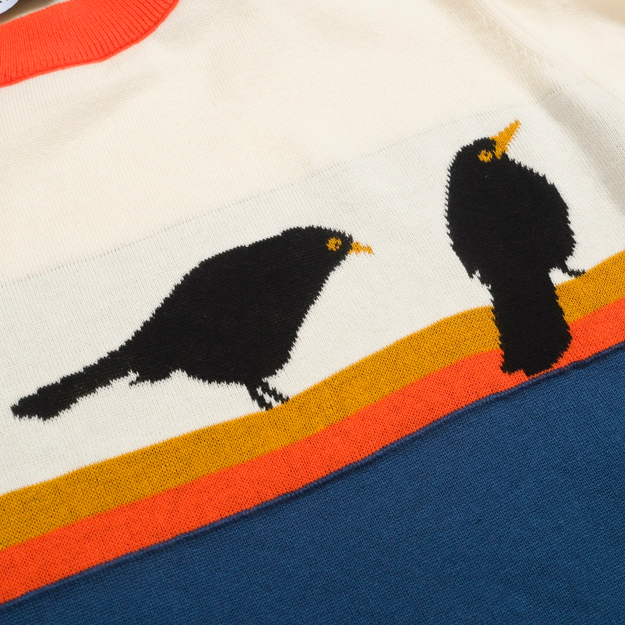 Women's color matching cute bird striped art knitwear - Image 3