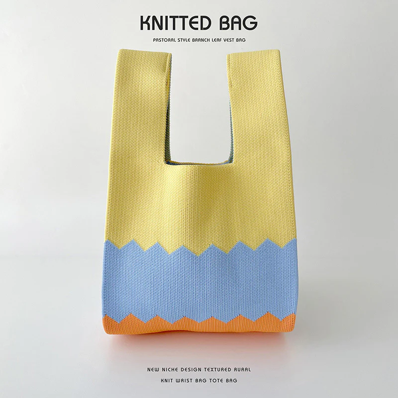 Women's Colorblock Knitted Shoulder Handbag - Image 11