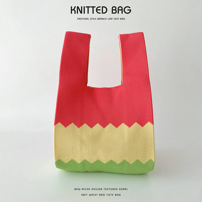Women's Colorblock Knitted Shoulder Handbag - Image 8