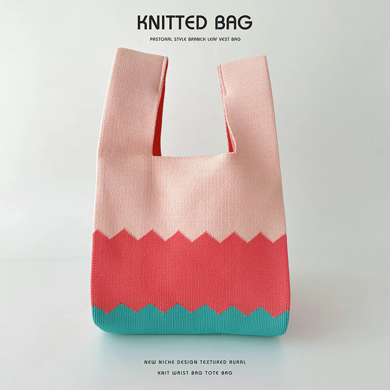 Women's Colorblock Knitted Shoulder Handbag - Image 9