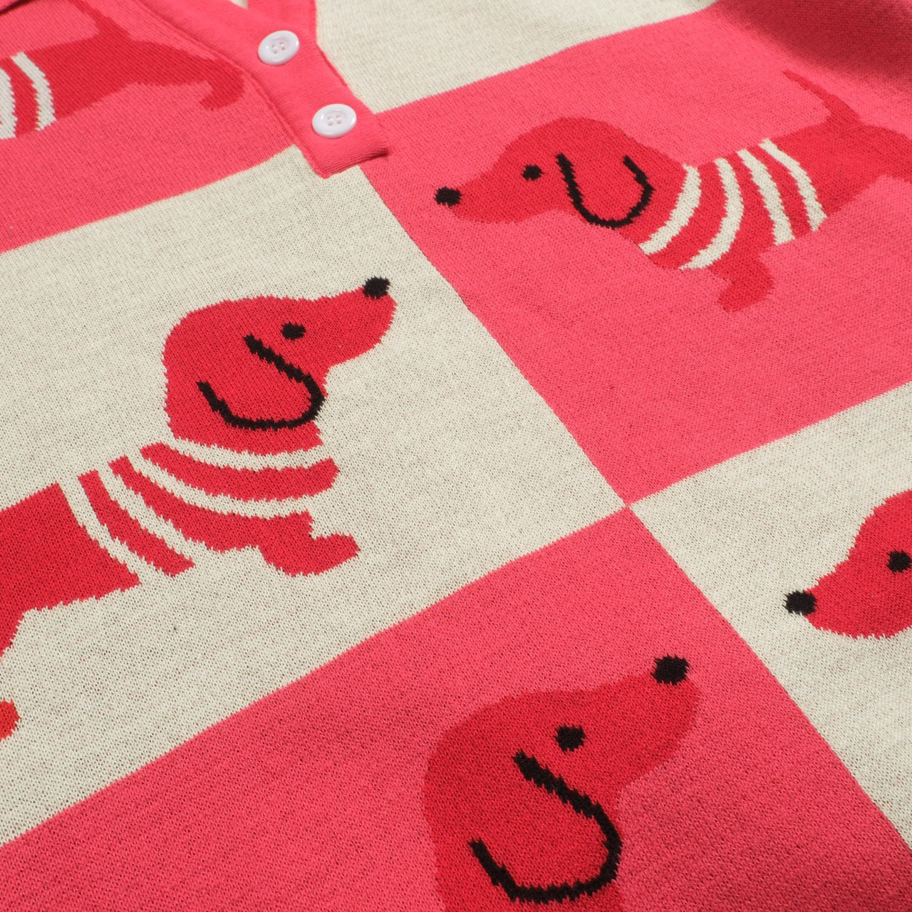 Women's Dachshund jacquard knitted V-neck polo - Image 6