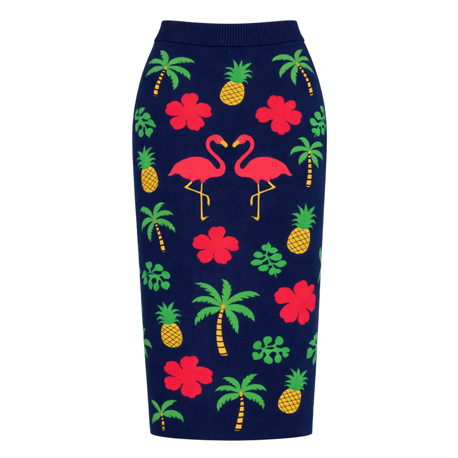 Women's dark blue Hawaiian jacquard knit skirt
