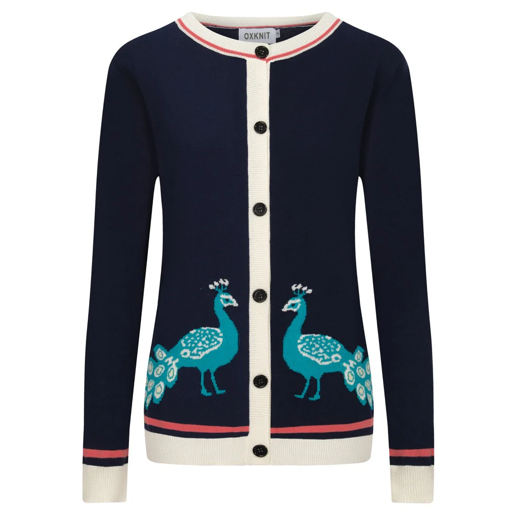 Women's dark blue peacock knitted cardigan