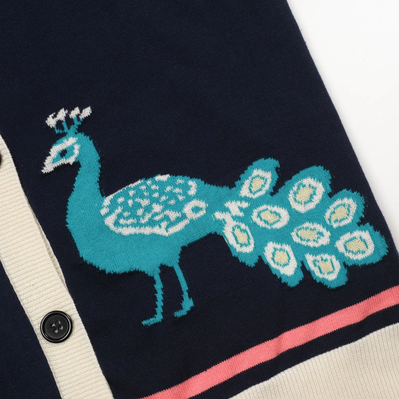 Women's dark blue peacock knitted cardigan - Image 2